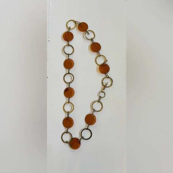 Vintage Adjustable Belt with Circular Lucite Medallions and Chain Links - Picture 6 of 6